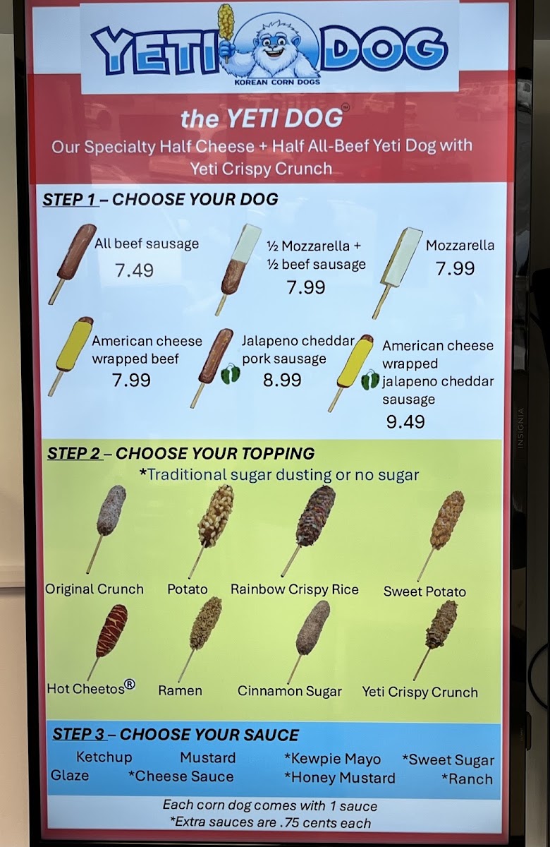 Yeti Dog menu board
