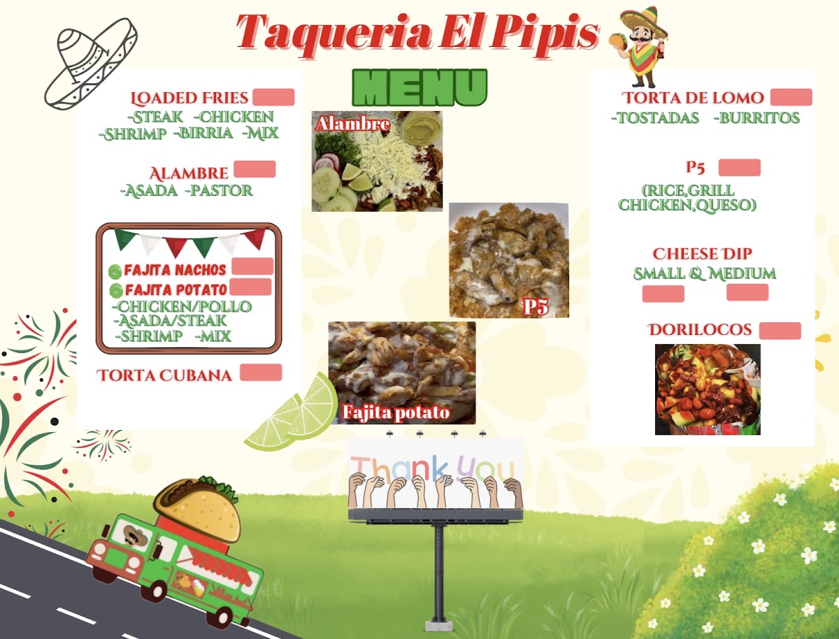 Taqueria El Pipis menu board