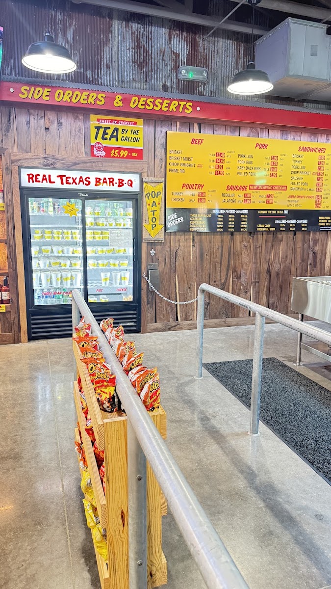 Rudy's 'Country Store' and Bar-B-Q menu board