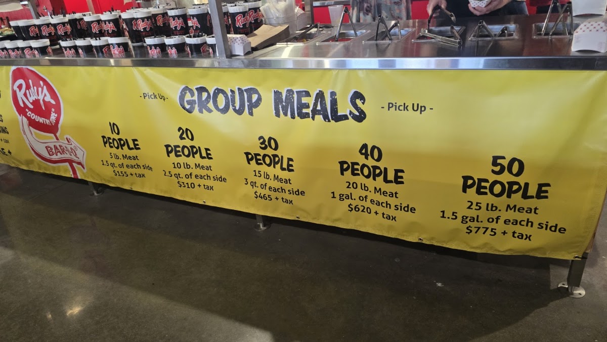 Rudy's 'Country Store' and Bar-B-Q menu board