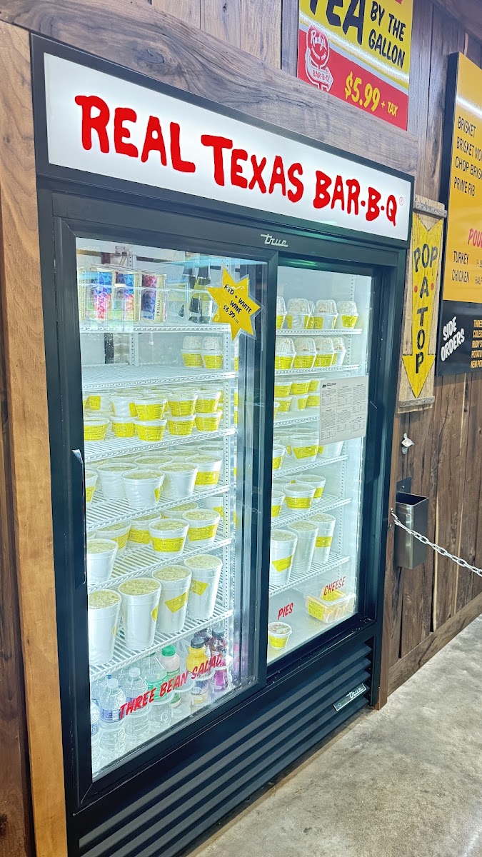 Rudy's 'Country Store' and Bar-B-Q menu board