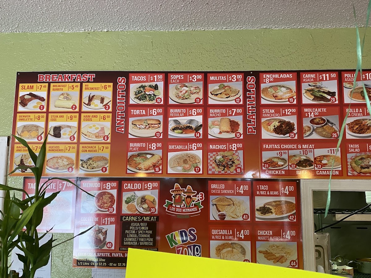 Taqueria Los Dos Hermanos #3 menu board