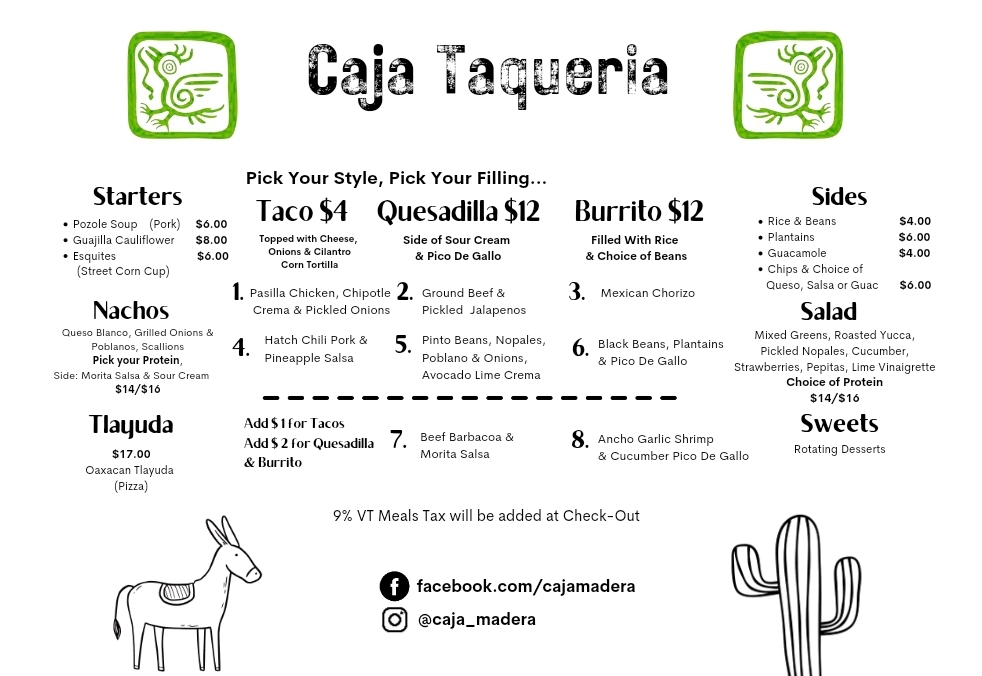 Caja Madera menu board