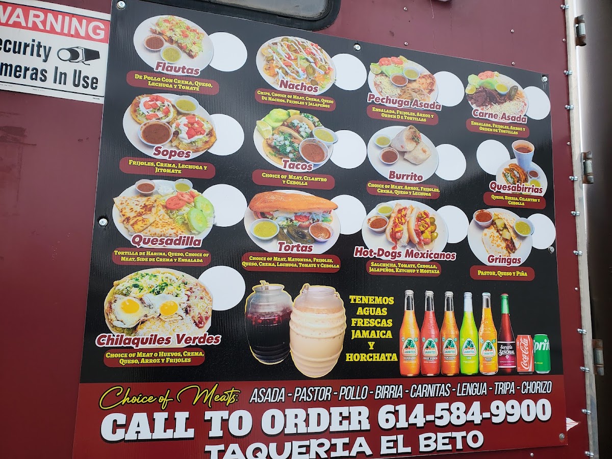 Taquería El Beto | Mexican menu board