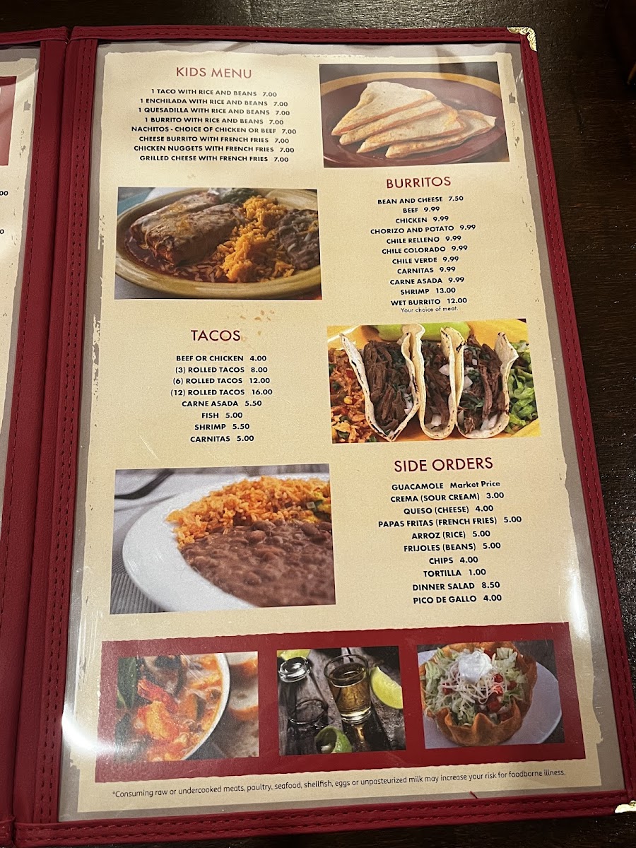 Golden Oyster Mexican & Seafood menu board