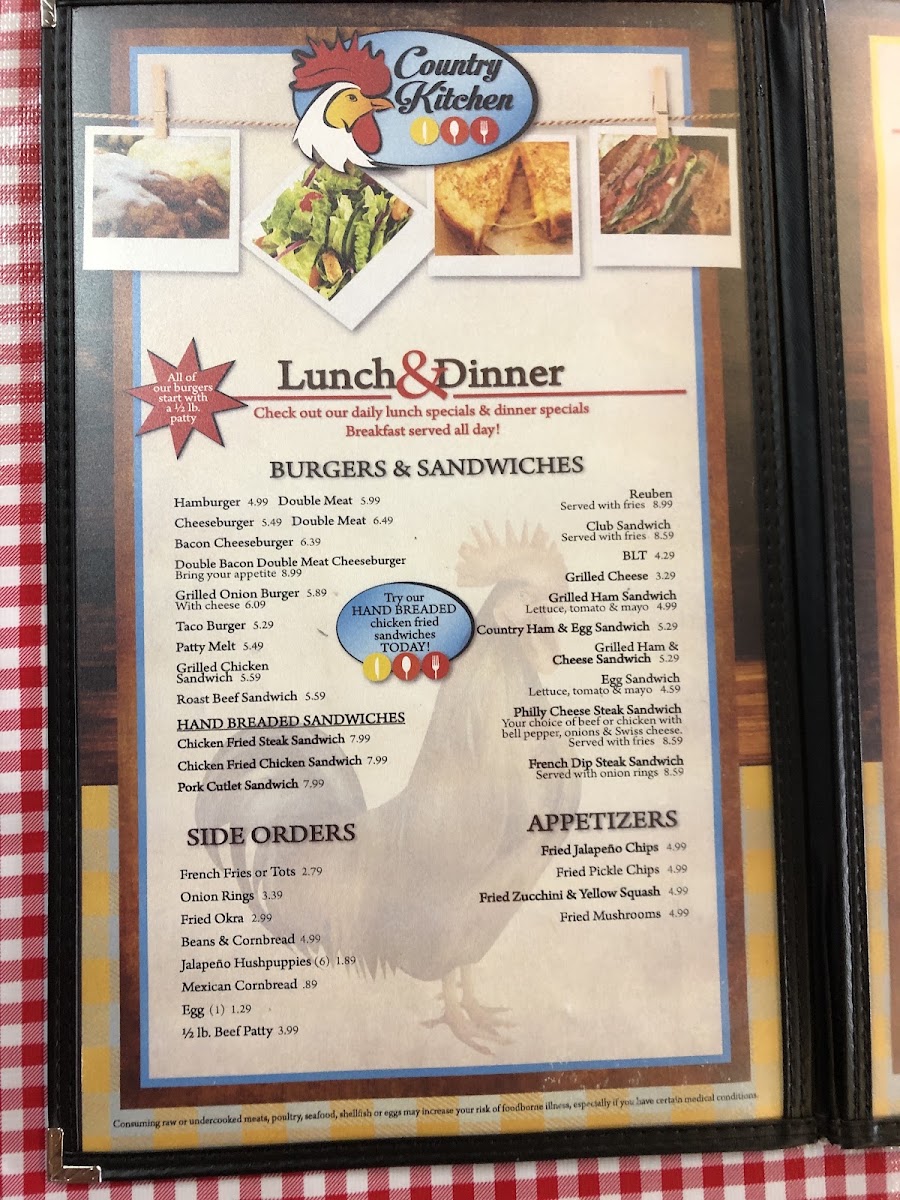 Country Kitchen menu board