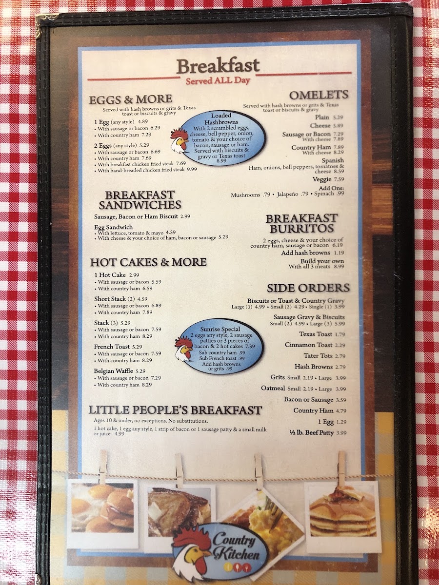 Country Kitchen menu board
