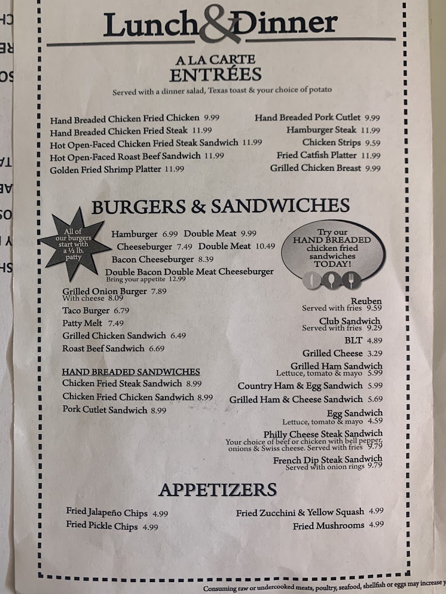 Country Kitchen menu board