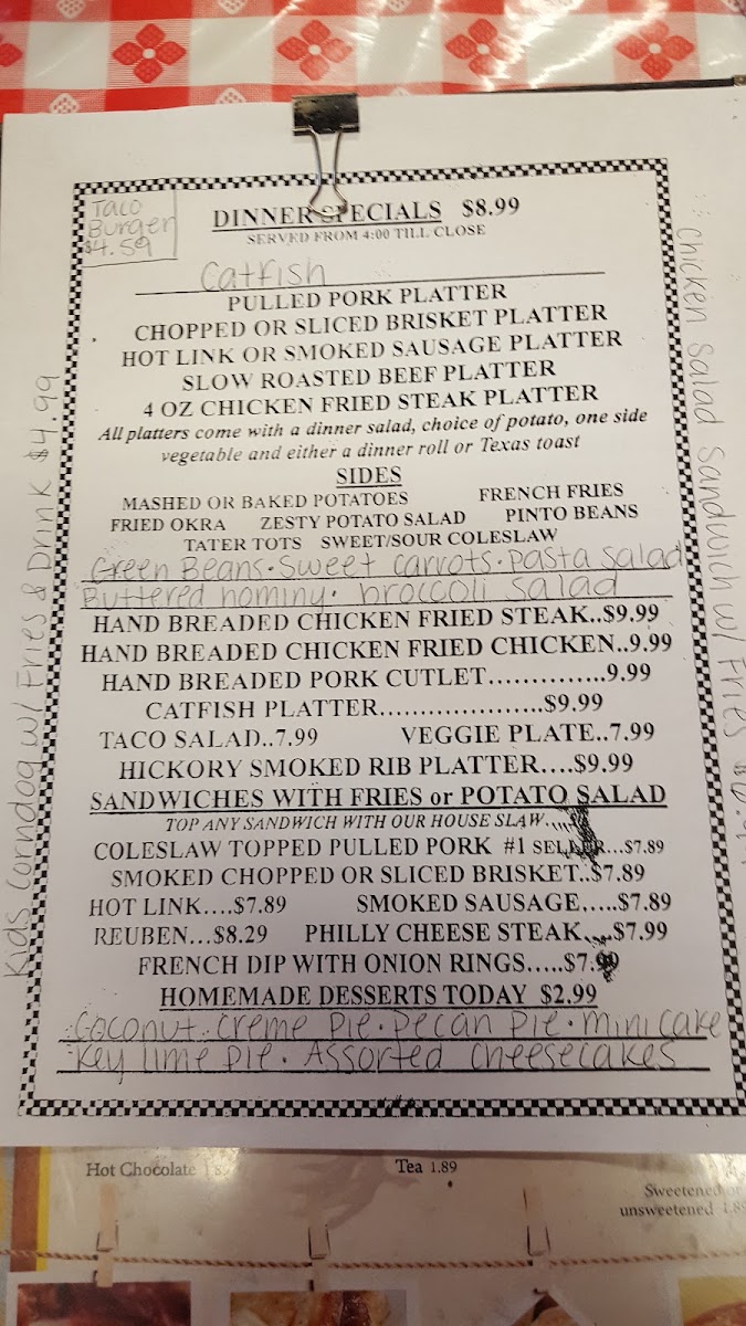 Country Kitchen menu board