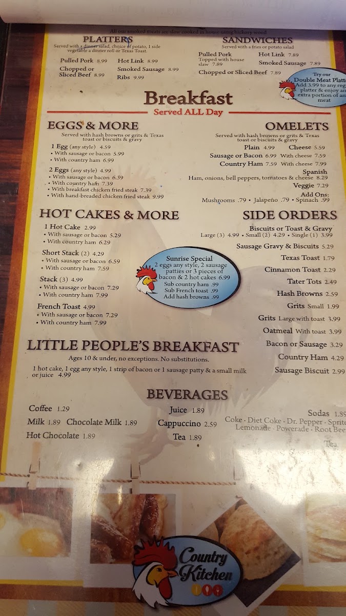 Country Kitchen menu board