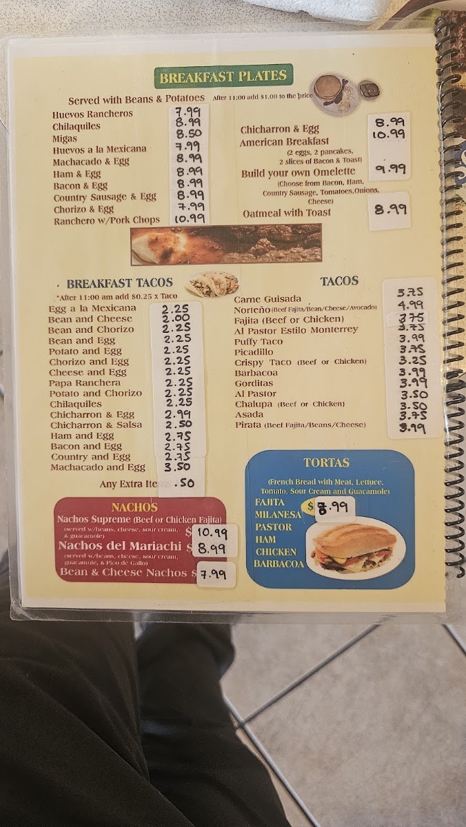 El Mariachi Loco menu board