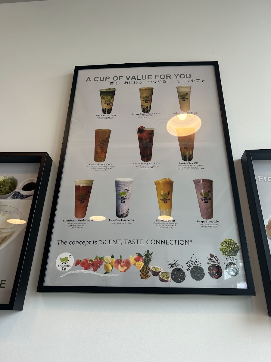 Chakura Tea Cafe menu board