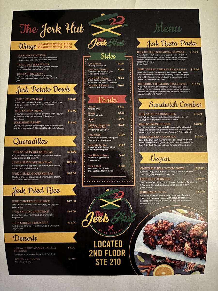The Jerk Hut Cove 51 menu board