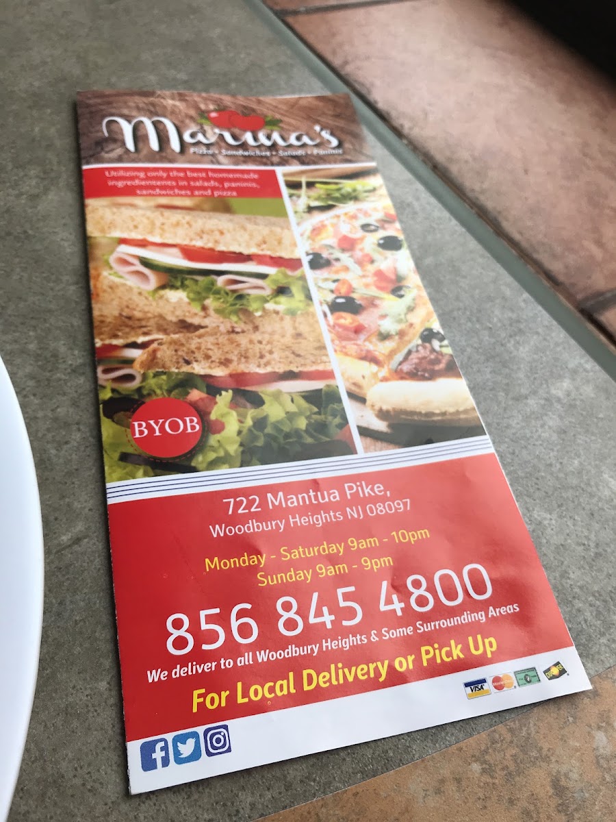 Marina's menu board