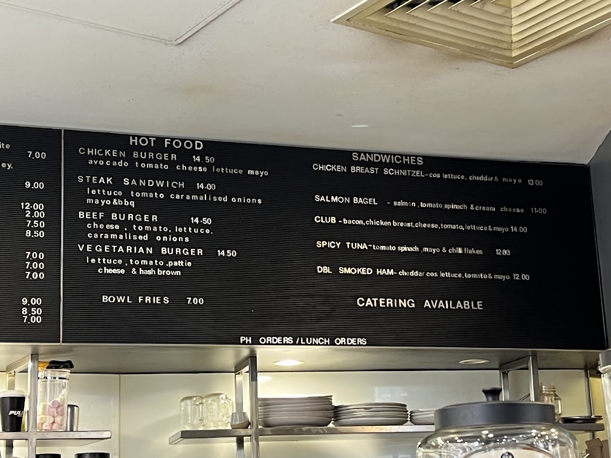 Pulse Espresso Bar menu board
