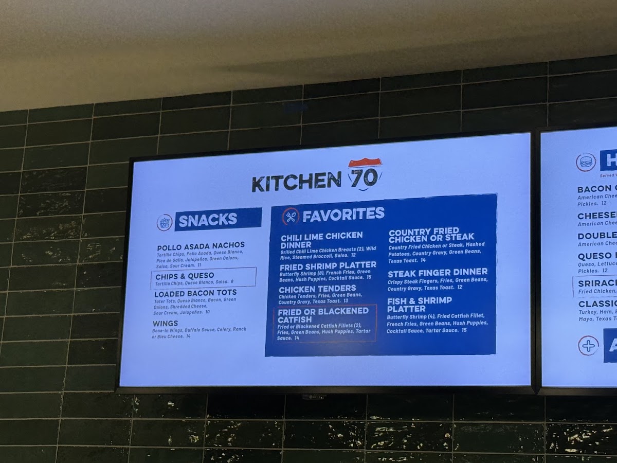 Kitchen 70 menu board