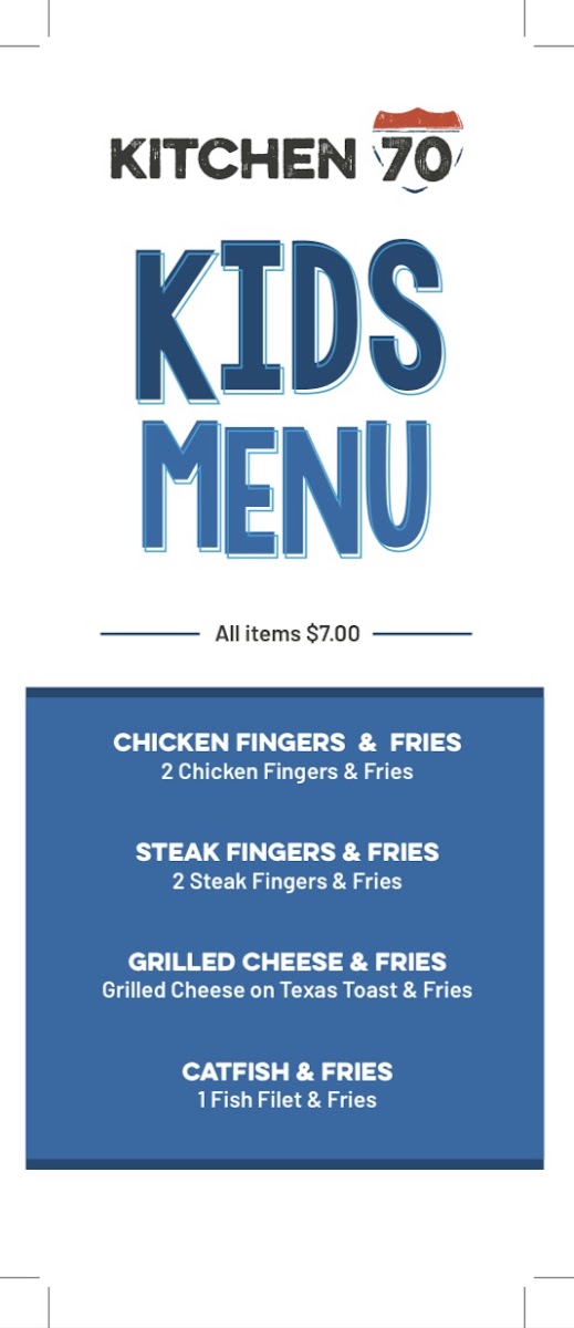Kitchen 70 menu board
