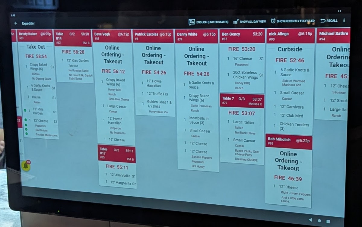 Cavoli's Pizza Shop menu board