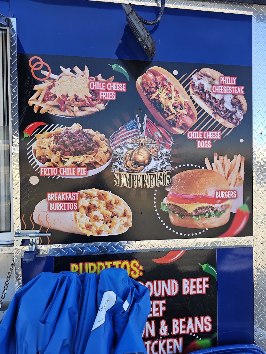 Semper Fi 505 Food Truck menu board