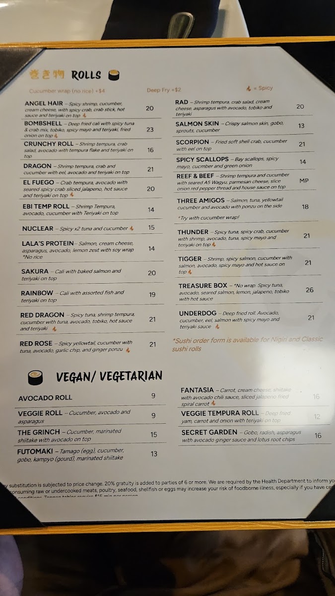 Teppan Tora menu board