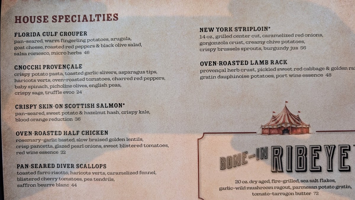 Ringside Restaurant menu board
