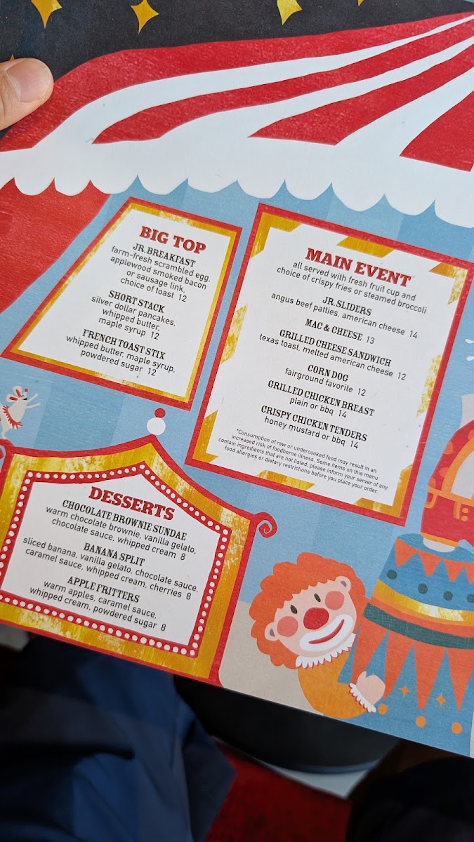 Ringside Restaurant menu board