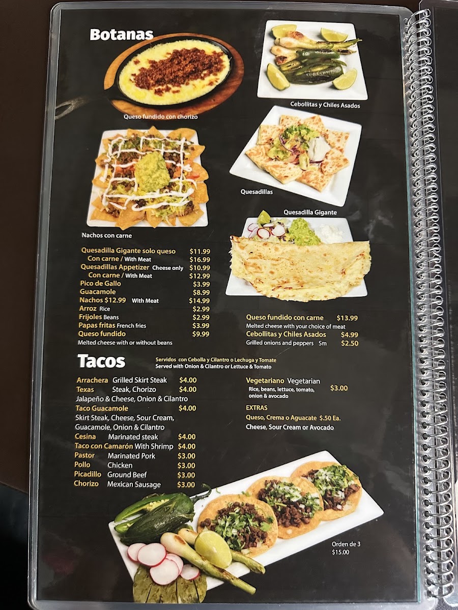 Guacamole Restaurant menu board