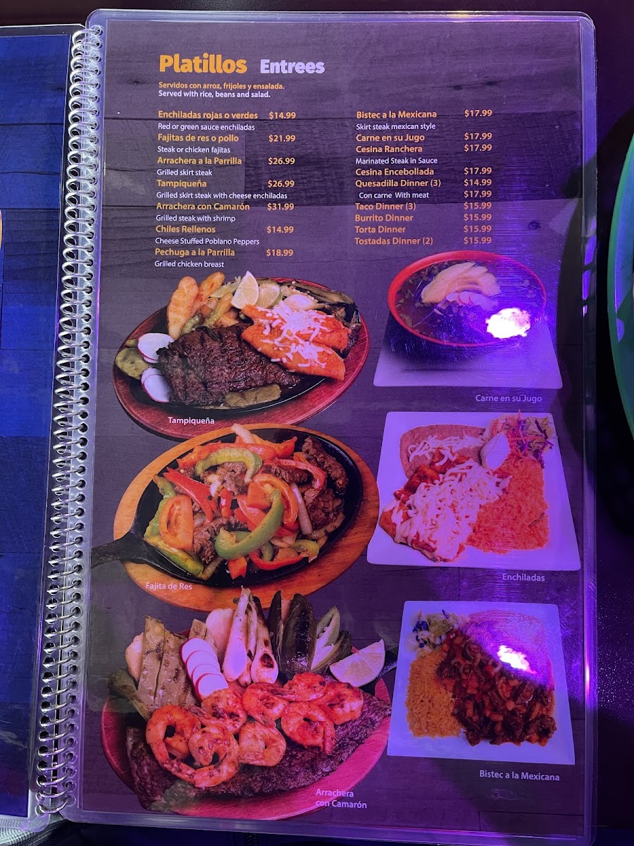 Guacamole Restaurant menu board