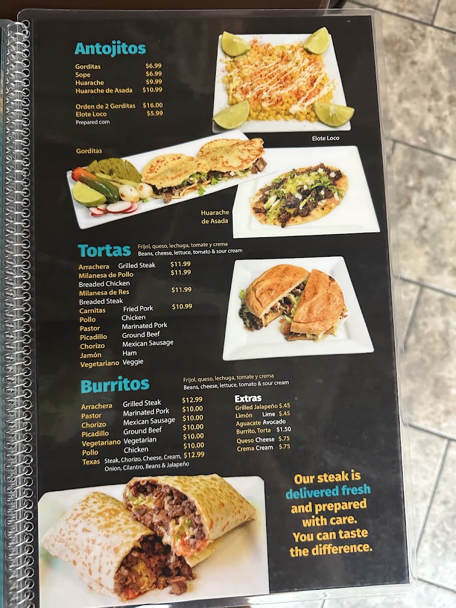 Guacamole Restaurant menu board