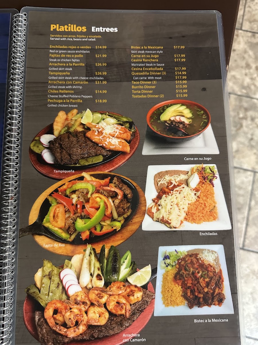 Guacamole Restaurant menu board
