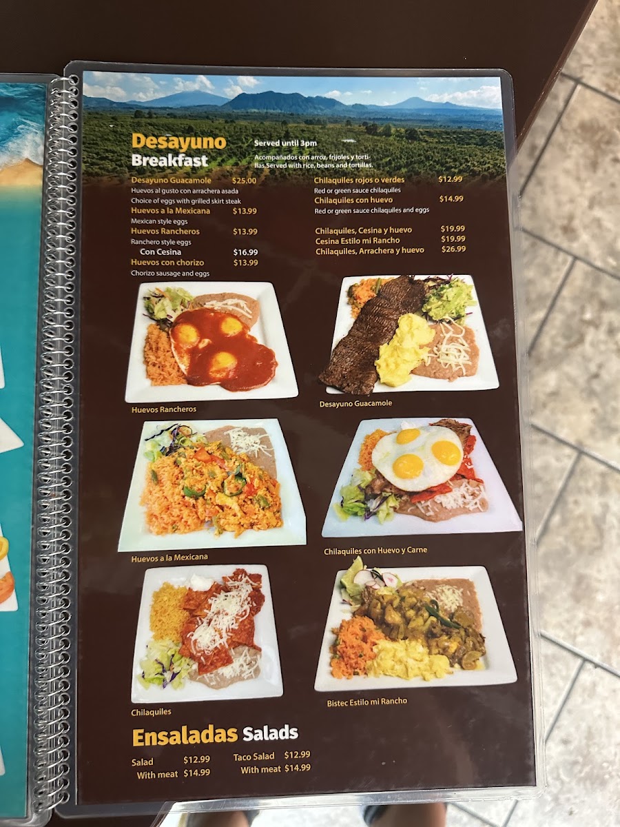 Guacamole Restaurant menu board