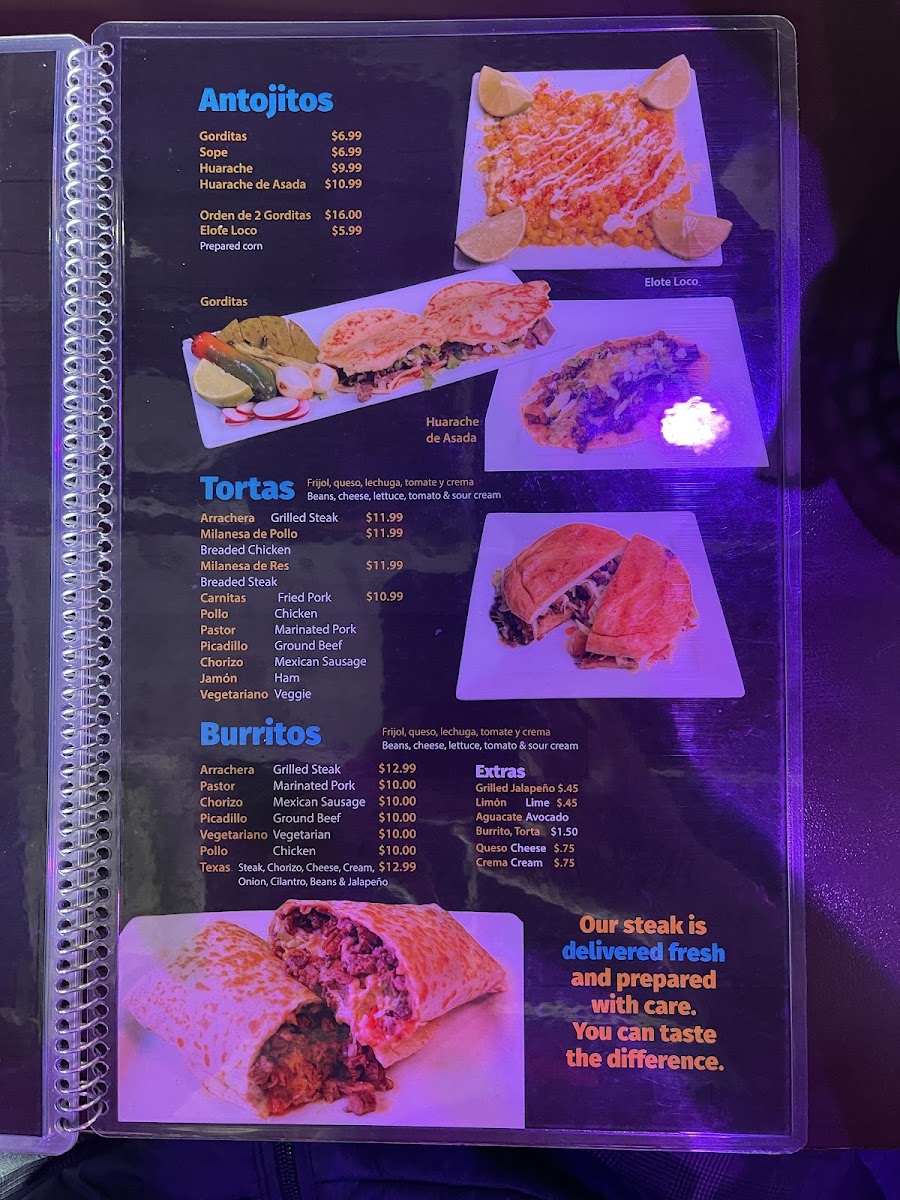Guacamole Restaurant menu board