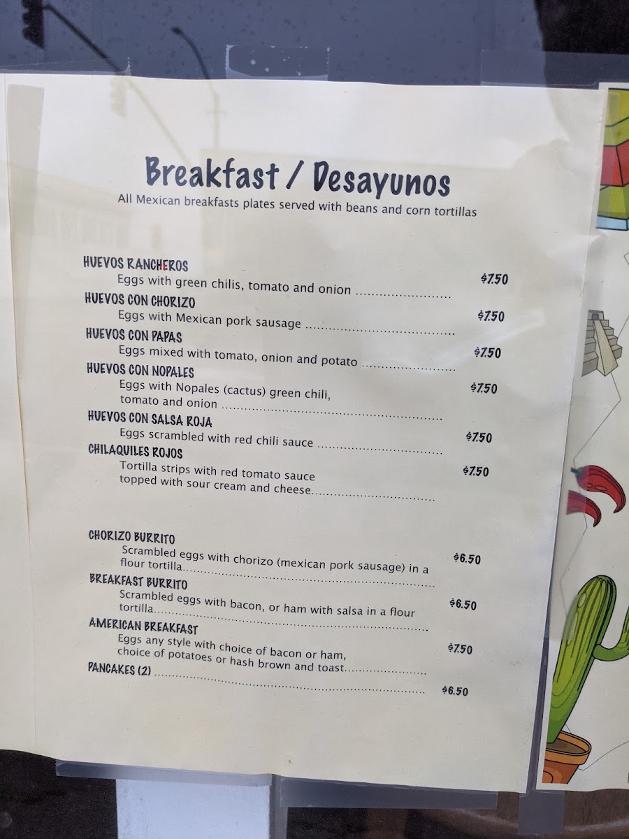 La Estrella menu board