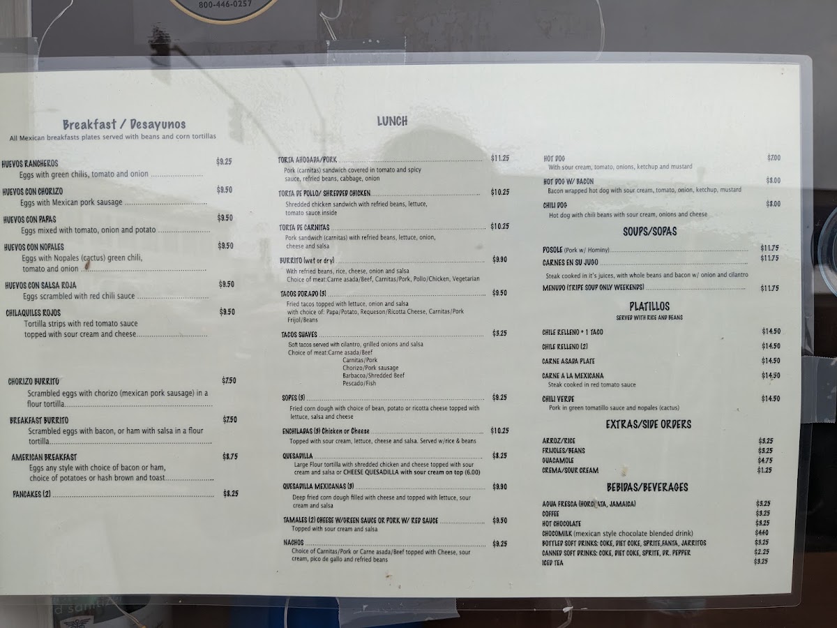 La Estrella menu board