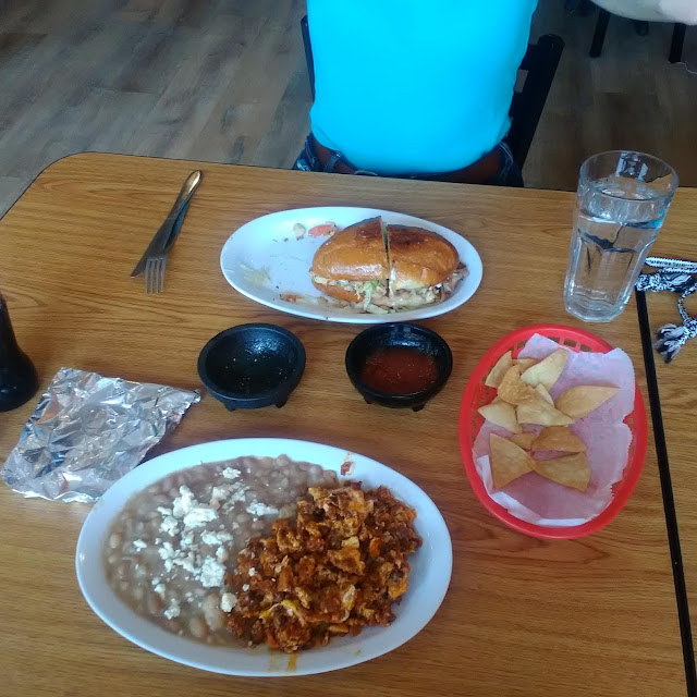 Huevos Con Chorizo and Shredded Chicken Torta