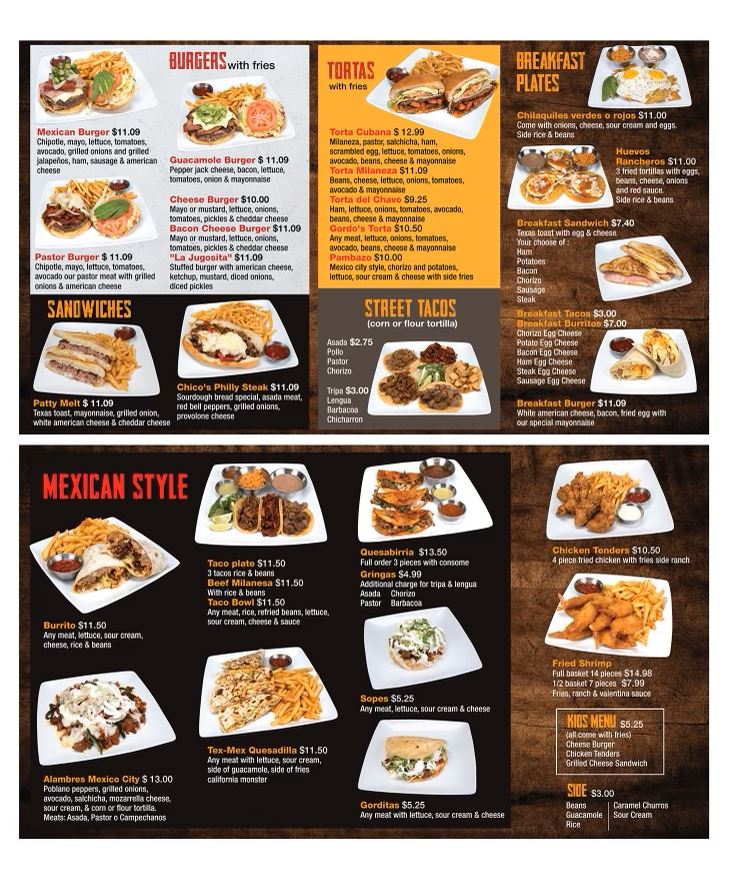 Picazo's Street Kitchen - Palos Verdes Mesquite menu board