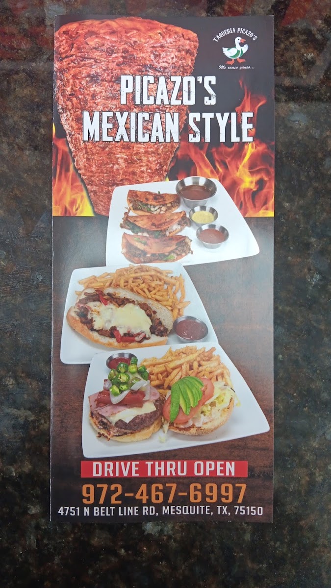 Picazo's Street Kitchen - Palos Verdes Mesquite menu board