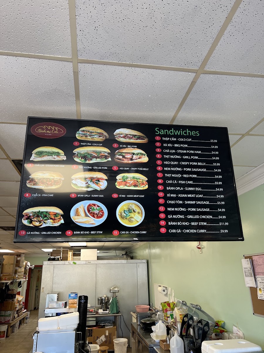 Banh Mi Sao Mai menu board