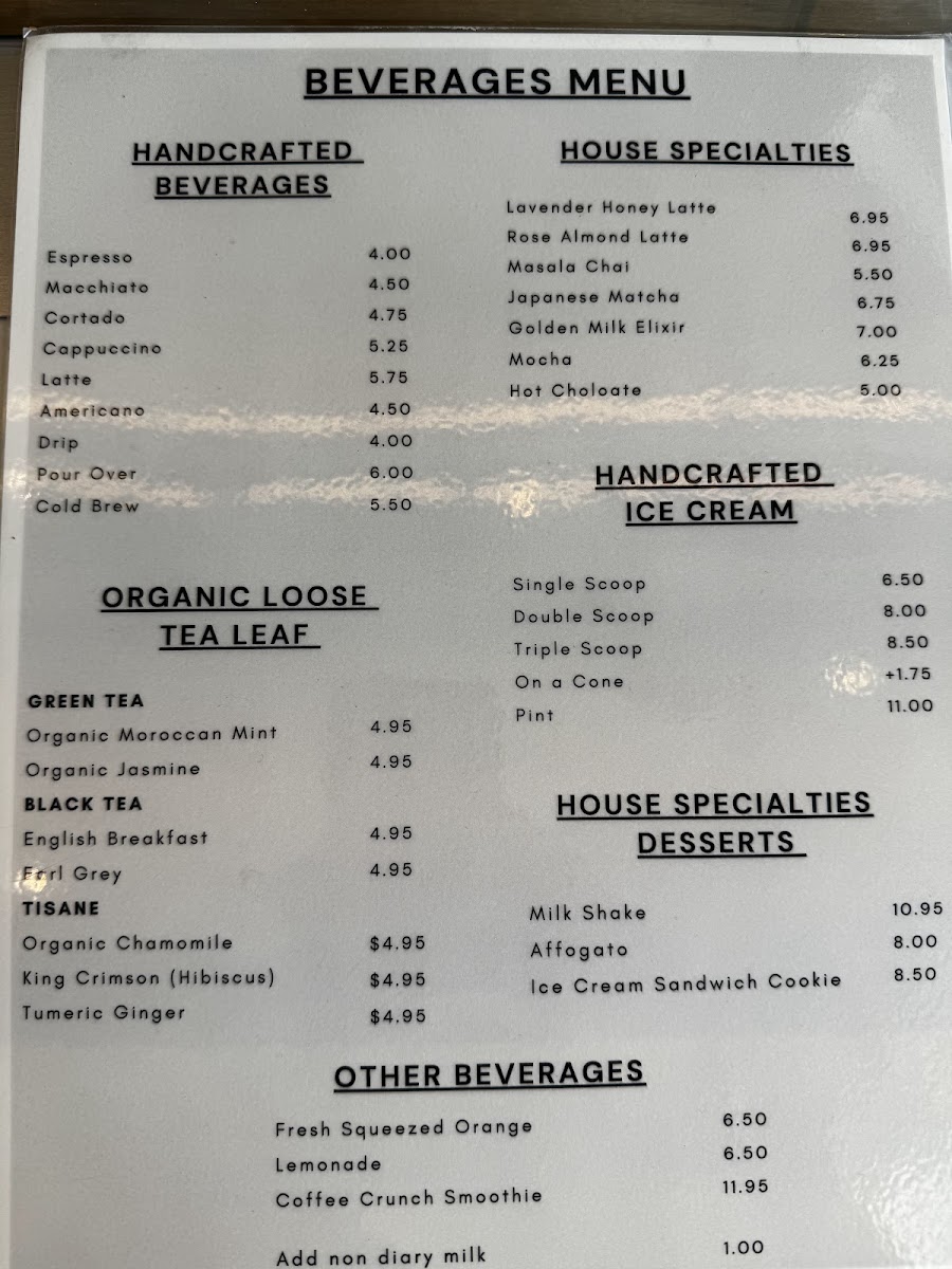 Le Cafe de la Plage Malibu menu board