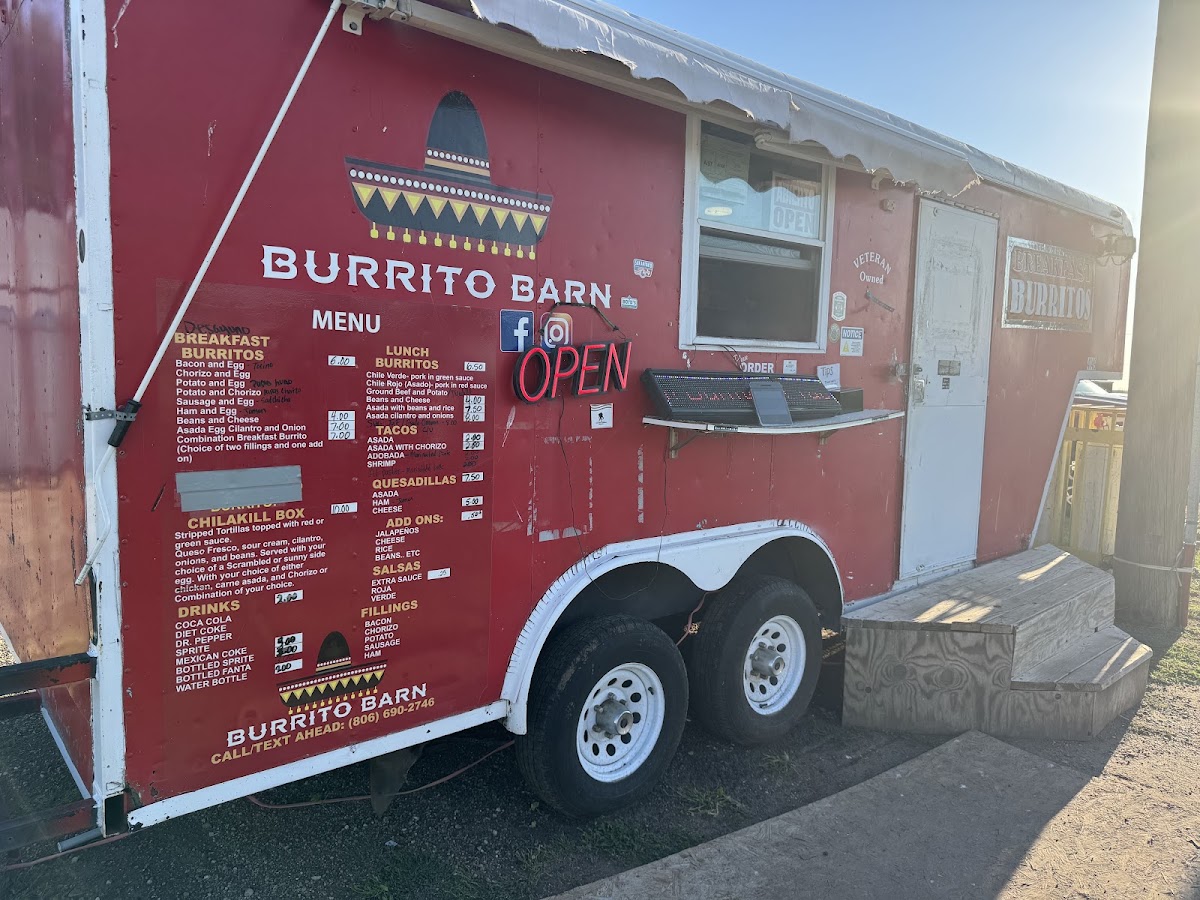 Burrito Barn menu board