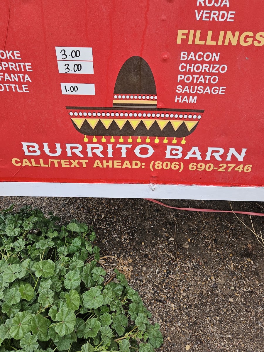 Burrito Barn menu board