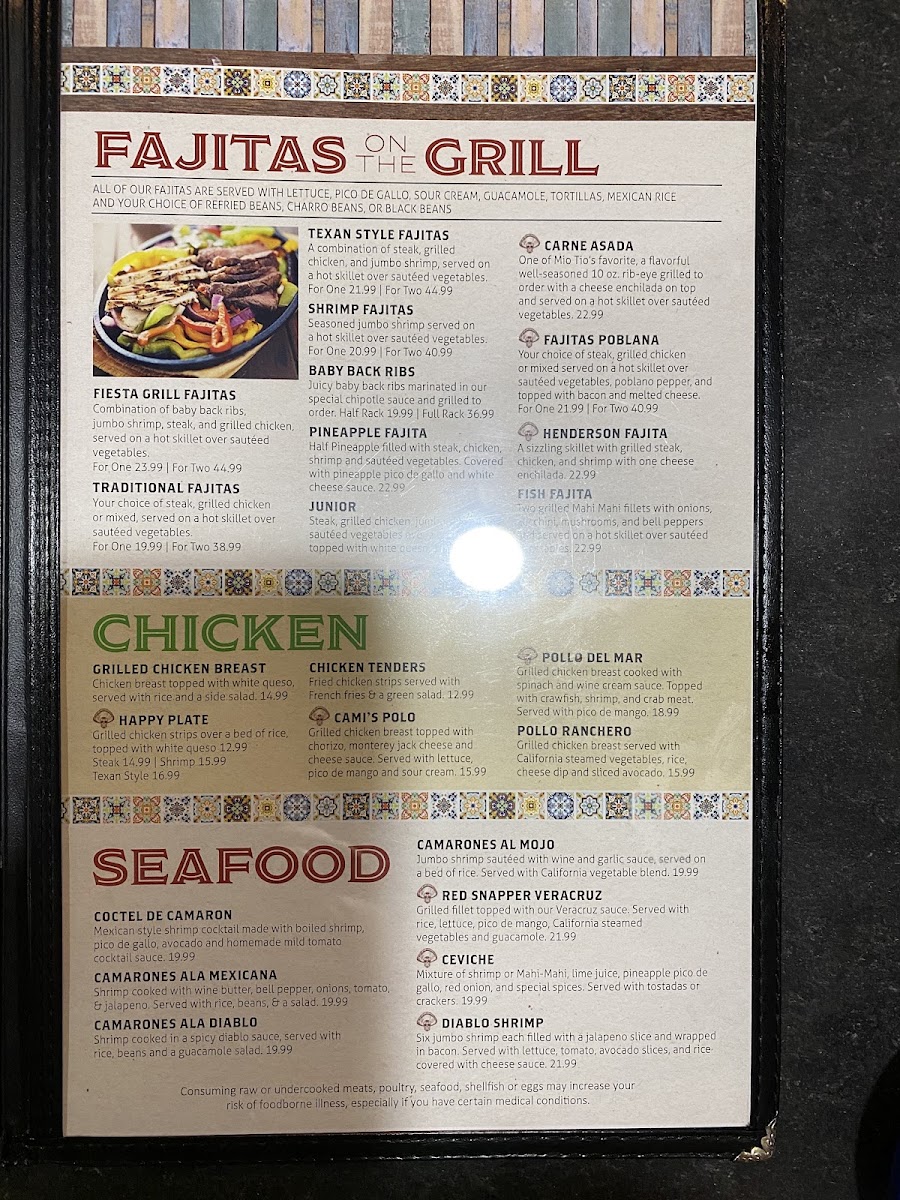 MI Tio Mexican Grill menu board