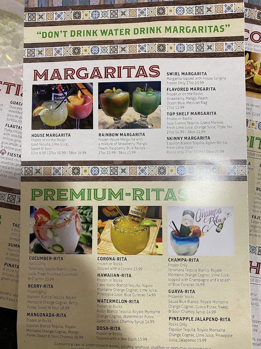 MI Tio Mexican Grill menu board