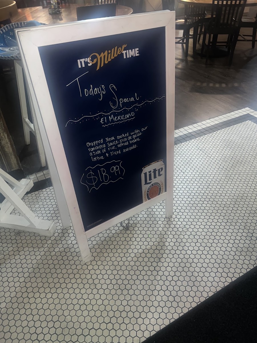 MI Tio Mexican Grill menu board