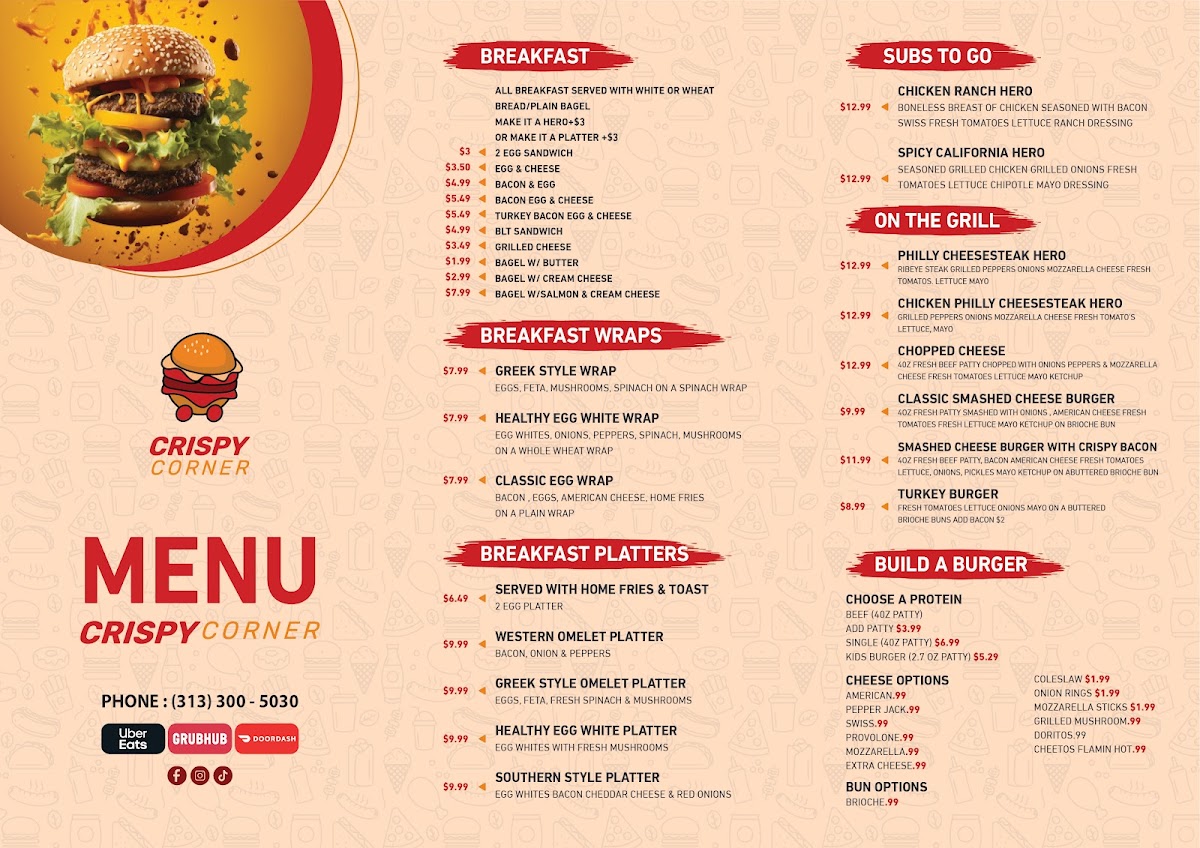 Crispy Corner menu board
