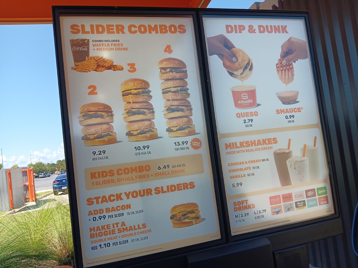 Smalls Sliders menu board