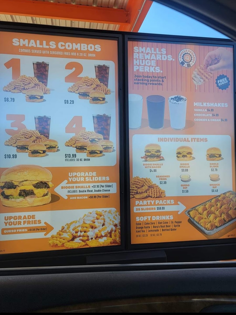 Smalls Sliders menu board