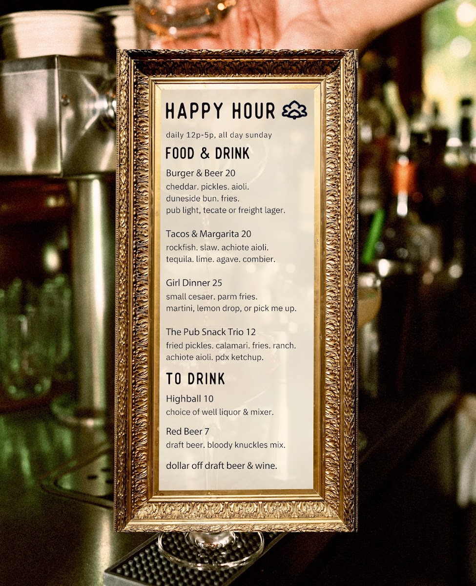 The Pub at Shelburne Hotel menu board