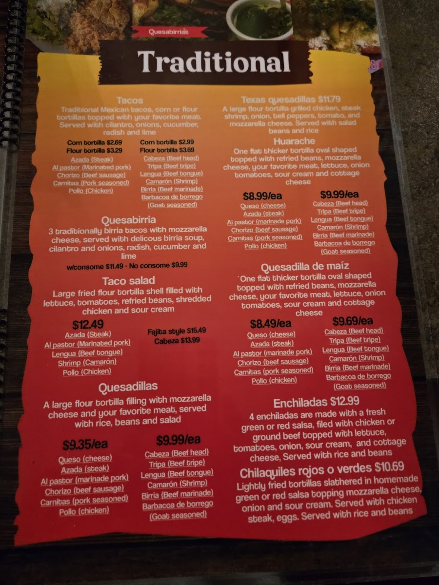 RIVERA’S RESTAURANT menu board
