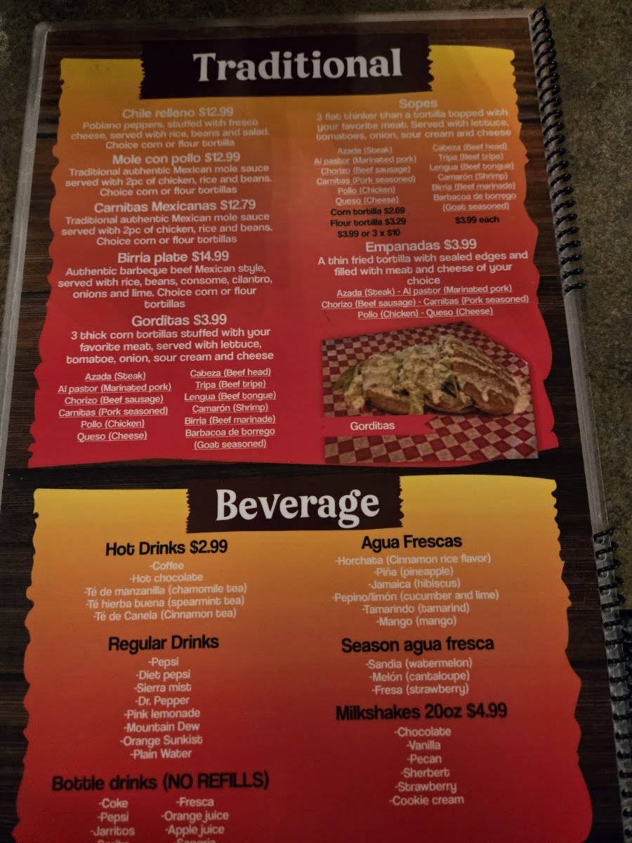 RIVERA’S RESTAURANT menu board